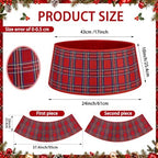 24'' Christmas Tree Collar Red Tartan Plaid Velvet Christmas Decor - Image 2