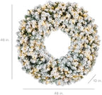 Best Choice Products 48in Large Flocked Artificial Pre-Lit Fir Christmas Wreath Holiday Accent Decoration w/ 200 2-in-1 LED Lights, 714 PVC Tips - Image 7