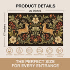Boho Deer Floral Faux Coco Coir Doormat Door Mat 17x30 Inch - Image 2