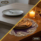 Decozen Set of 8 Doilies for Table, Lace Doilies - Rustic, Crochet, Farmhouse, Kitchen, Dining Table Centerpiece Decor - Round Christmas Placemats for Home 15 inch Gold Plum, The Anyce Collection - Image 5