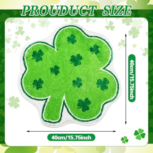 Haull 6 Pcs St. Patrick's Day Bathroom Rug Shamrock Bath Rug Lucky Green Clover Saint Patty's Day Bathroom Mat Shamrocks Doormat Irish Washable Nonslip Absorbent Shower Mat for Bedroom 15.8" x 15.8" - Image 3
