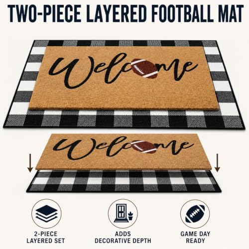 Tinideya 2 Pcs Welcome Football Layered Doormat Set - Image 4