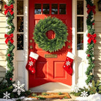 Cllayees Christmas Wreaths for Front Door 26" Large Cedar Wreath - Image 6
