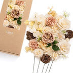 Ling's moment Fake Flowers Box, Earth Brown & Butter Yellow Deluxe Combo by LingsMoment
