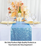 ShinyBeauty Sequin Table Runners Baby Blue 12x108 Inch 10PCS Sparkle Fabric Table Cover Runner 108" Long Birthday Party Supplies Glitter Decorative Table Linens for Wedding Banquet Baby Shower - Image 4