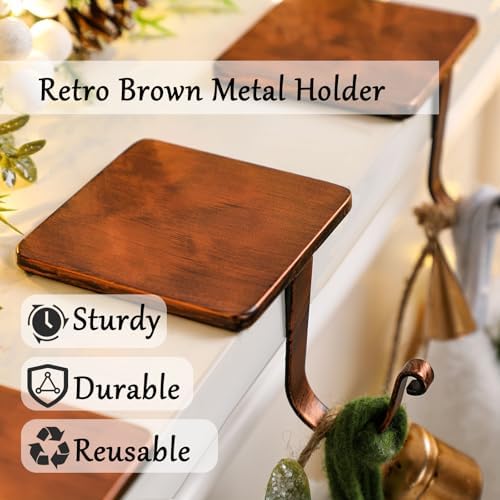 Tandefio 4 Pcs Christmas Stocking Holders for Mantle, Vintage Copper - Image 3