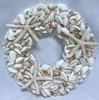 Natural Seashell Wreath w/Shells, Starfish, Pearls, Sea Snails - Spring & Summer Coastal Decor Beach House Indoor Door Wreath, 18in White/Natural - Image 4