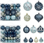 48 Pcs Christmas Balls Ornaments for Christmas Tree, Painted Shatterproof Plastic Decorative Baubles Hanging Ornaments for Xmas Tree Wreath Holiday Party Wedding Decoration, Dark Blue by Unknown