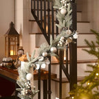 Valery Madelyn 6 Ft Christmas Garland with Lights for Mantle Silvery White - Image 3