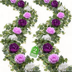 Livole 2Pcs 12 Ft Flower Garland Decoracion Purple Peony Floral Garland by Livole