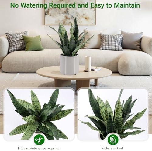Fake Snake Plant 22" Tall, Realistic Touch Leaves, Potted Artificial Plants Indoor for Home Decor Small Office Home Living Room - Image 4