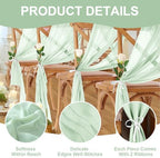 10 Pack Sage Green Chiffon Table Runners, 120 x 12 in - Image 3