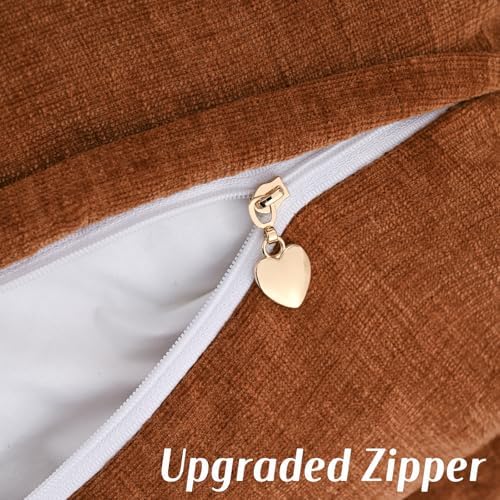 FUTEI Pack of 2 Chenille Throw Pillow Covers 26x26 Inch, Rust - Image 4