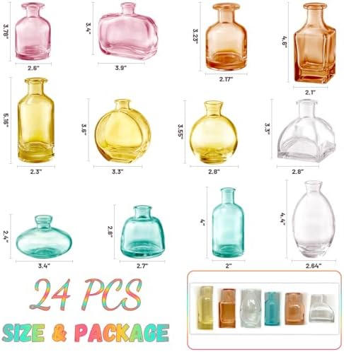 Color Bud Vases in Bulk - Set of 24 Mini Glass Bud Vases - Image 3