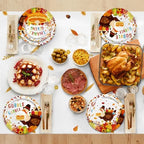 Gatherfun Thanksgiving Turkey Party Supplies Kit - Autumn-Themed Disposable Dinnerware Set with Plates, Napkins, Cups, Tablecloth & Banner for 25 - for Thanksgiving Party Decoration - Image 4