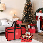 Christmas Ornament Storage Box with Dividers, Holds 128 Balls, Red - Image 2