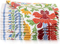 FINGERCRAFT Cloth Napkins Set of 12 Cotton Linen, 20x20 in, Persian Flora by FINGERCRAFT