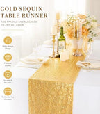 ShinyBeauty Gold Sequin Table Runner 12x108 Inch 10 Pack for Wedding Party - Image 3