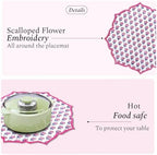 CPC Pink Sapphire Block Print Cotton Floral Placemat 15x15 Inch, Set of 4 - Image 4