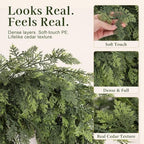 Christmas Garland 9FT Decorations Real Touch Cedar Cypress Pine Greenery Artificial Green Christmas Garland for Mantle, Fireplace, Table, Stairs, Door, Porch, Indoor Outdoor Decorations - Image 3