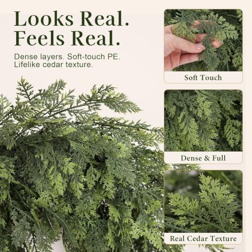 Christmas Garland 9FT Decorations Real Touch Cedar Cypress Pine Greenery Artificial Green Christmas Garland for Mantle, Fireplace, Table, Stairs, Door, Porch, Indoor Outdoor Decorations - Image 3