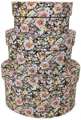 Sarah's Hat Boxes – Floral Decorative Gift Box | Elegant Reusable Storage Boxes for Gifts, Keepsakes, Jewelry, or Special Items | Unique Printed Design (Set of 3, Floral) by SarahsHatBoxes