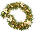 9Ft Christmas Garland Prelit with Gold Berries and Balls,Flower and 50 Lights Plug in,Holiday Decoration Fireplace Stairs Mantle Door Indoor Outdoor by AmerzestXmastree