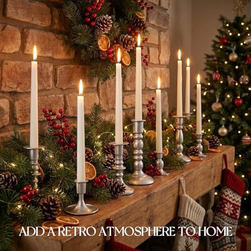 Mumufy 20 Pcs Matte Candlestick Holders, Metal Wedding Taper Candle Holders Vintage Candles Stand Set, Candle Stick Decor for Mantel Table Centerpiece Wedding Dining Table Decor Mantelpiece (Silver) - Image 5
