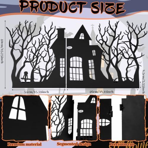 Halloween Haunted House Decor 31.5" Metal Castle Silhouette - Image 3