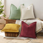 decorUhome Fall Corduroy Burgundy Throw Pillow Covers 24x24 Set of 2 - Image 7