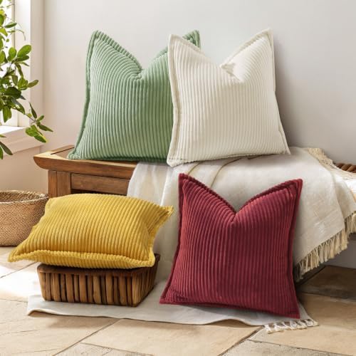 decorUhome Fall Corduroy Burgundy Throw Pillow Covers 22x22 Set of 2 - Image 7