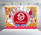 BELECO 17x10ft Fabric Happy Vietnamese New Year Backdrop TET Decorations Cherry Blossoms Lanterns Lunar New Year Background Asian New Year Party Decorations Holiday Photoshoot Studio Props - Image 3