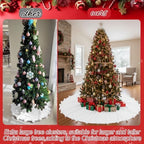 Libima Large White Faux Fur Christmas Tree Skirt with Pom Poms,84 Inch - Image 5