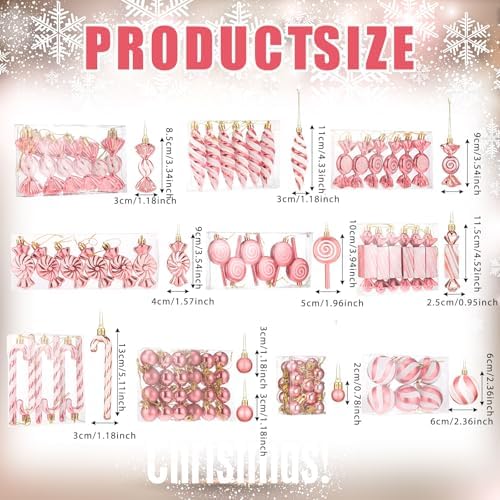 96 Pcs Christmas Tree Ornaments Rose Gold Candy Ball Ornament - Image 2