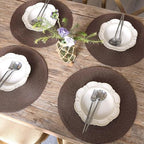 FunWheat Round Braided Placemats Set of 12 Place Mats for Dining Table Woven Washable Non-Slip Table Mats 15 Inch(Brown,12pcs) - Image 6