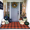 Orange and Black Plaid Rug, 4' x 6' Fall Outdoor Front Door Decor Mat, Cotton Washable Hand-Woven Rug for Layered Doormat, Autumn Halloween Thanksgiving Carpet for Porch, Entryway by Homydecor