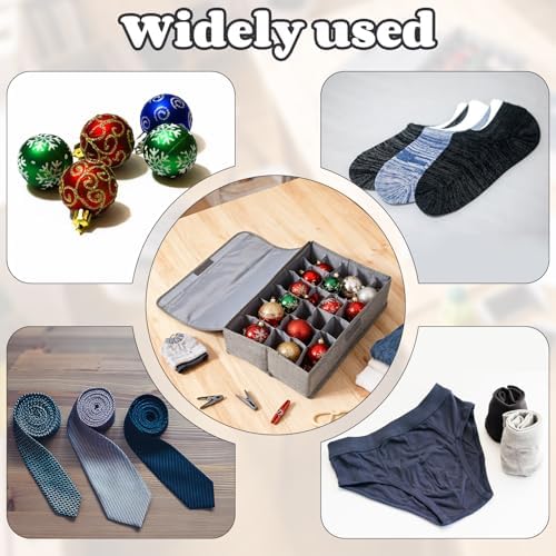 2 Pcs Light Bulb Organizer Storage Box Ornament Storage with 30 Dividers Foldable Bulbs Organizer with Lid Sturdy PP Board Fits Various Standard Dustproof Fabric Case for Home Vbs (Grey) - Image 6