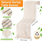 4 Sets Boho Place Mats Set Round Woven Placemats, Cloth Napkins, Wood Bead Napkin Rings, White Table Runner with Tassel and Farmhouse Rustic Placemats Cotton Burlap for Kitchen Table Decor - Image 2