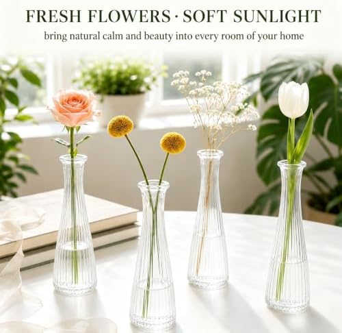 12 Pcs Glass Bud Vases Bulk for Centerpieces, 8.5” Tall Clear Bud Vases - Image 4