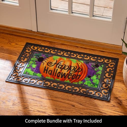 Evergreen Sassafras Fall Christmas Holiday Doormat Insert Bundle & Tray Set of 5, Interchangeable Entrance Door mats Indoor and Outdoor Welcome Mat 30 x 18 Tray Non Slip Backing Low Profile - Image 3