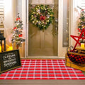 Christmas Red Green White Plaid Rug, 3' x 5' Cotton Hand-Woven Buffalo Check Layered Door Mat for Front Porch, Entryway, Outdoor Holiday Decor, Washable Farmhouse Rug for Home, Patio, Kitchen by Homydecor