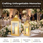 JHY DESIGN Set of 2 Gold Decorative Candle Lanterns 17.5"&13.5" H Metal Hanging Candle Holders for Indoor Outdoor Home Decor Paritie Wedding Ramadan - Image 5