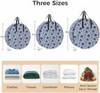 30 Inch Round Storage Bag 2 Pack,Retro Pastoral Flowers Waterproof Wreath Storage Container with Handles&Zipper Classic Country Blue Floral Closet Organizer Bags Garland Box - Image 7