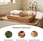 Rattan Serving Tray, Woven Wicker Rectangle Tray Basket for Organizing - Image 5