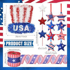 Halfchet 43 Pcs 4th of July Tree Decorations Patriotic Tree Ornaments Topper Trees Hanging Ornaments for Independence Day Home Table Party Decor (USA Hat Style) - Image 3
