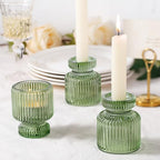 DARJEN 6 Pcs Green Candlestick Holders - Glass Taper Candle Holders Tealight Votive Candle Holders for Table Centerpieces, Wedding, Dinner Party, Home, Gifts (Pack of 2) - Image 3