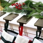 HMASYO Christmas Stocking Holders for Mantle, Set of 6 Bronze Heavy Duty Cast Iron Stocking Hangers Base, Low Profile Weighted Stocking Holder Hooks for Fireplace Tabletop Shelf Christmas Decorations - Image 3