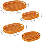 3pcs Woven Baskets Serving Trays, Poly Wicker Bread Basket Oval Tray for Fruit, Breakfast, Drinks, Entryway Table Storage Basket, Dining Coffee Table Centerpiece Decor (3, Light Color) - Image 6