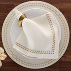Bodrum Pearls Round Embroidered Placemats Set of 4 – 15" Elegant Table Mats for Dining, Weddings & Special Occasions, Decorative, Wipe-Clean Vinyl Placemats, Antique White/Gold - Image 5