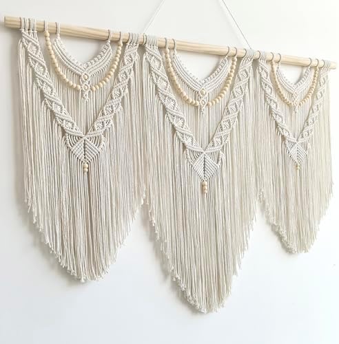 Achart Macrame Wall Hanging Large- Boho Wall Decor- large wall art- Wall Decor Living Room- Macrame Tapestry Boho Decor for Bedroom (Beige-V) - Image 4
